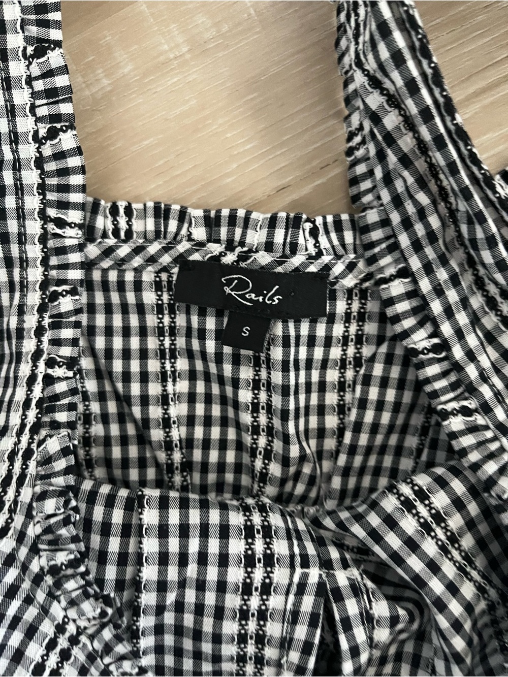 Rails Jordie Black & White Gingham Sleeveless maxi Dress pockets cottagecore S - Picture 3 of 3